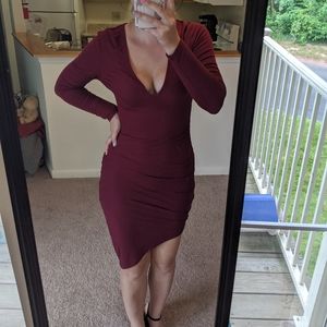 Maroon Asymmetrical Dress